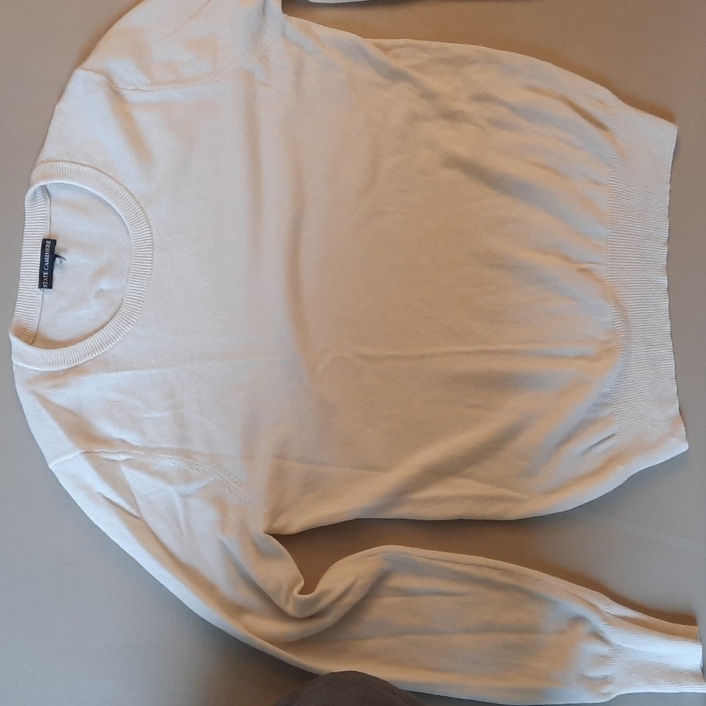 Men's Cream 100 % Cashmere Sweater Crew Neck